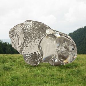 STEUBEN. Clear Detailed Crystal Buffalo in Original Packaging. 2” x 3”. $75.